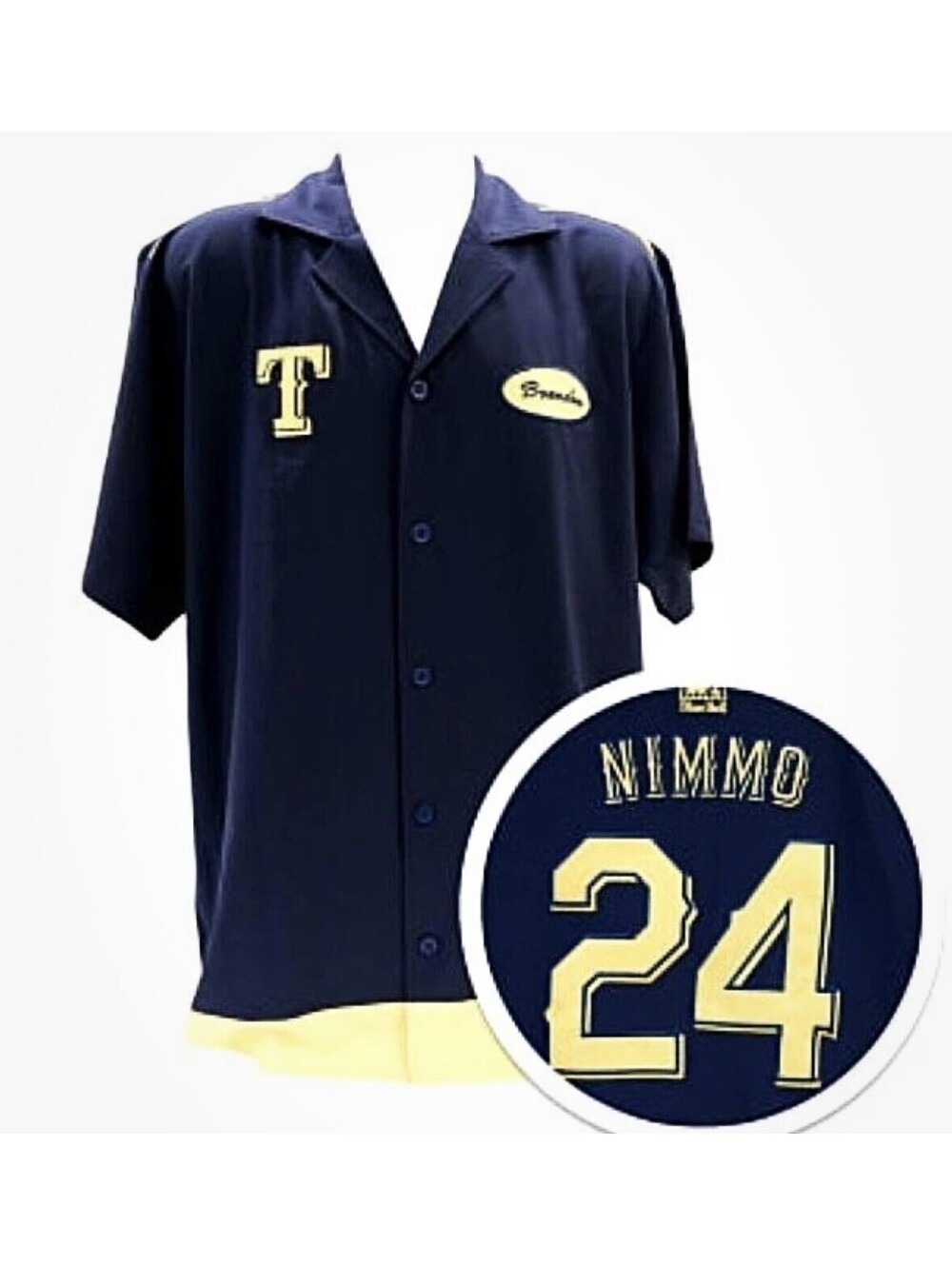 TEXAS RANGERS BRANDON NIMMO MECHANIC SHIRT SZ L THEME NIGHT 9-6-26 BLUE BELL